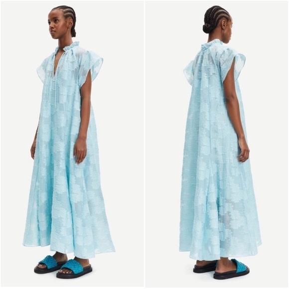 NWT SAMSOE SAMOE Karookh Long Dress Maxi Dress Iced Aqua XS - Picture 4 of 9